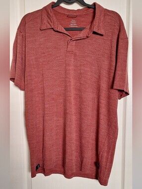 Decathlon Forclaz Mens XL Merino Wool Travel 500 Heathered Rust Red Polo Shirt